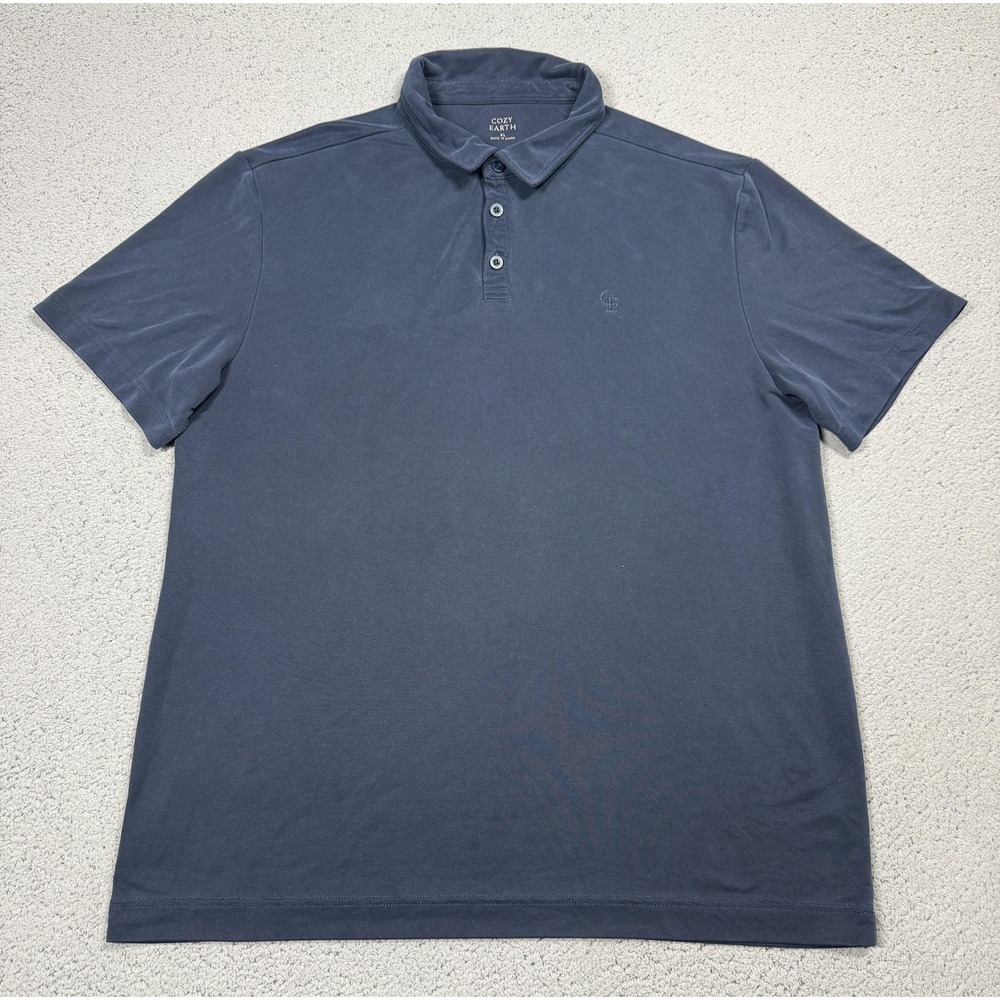 Cozy Earth Polo Shirt Mens XL Blue Modal Blend Soft Stretch Jersey Casual